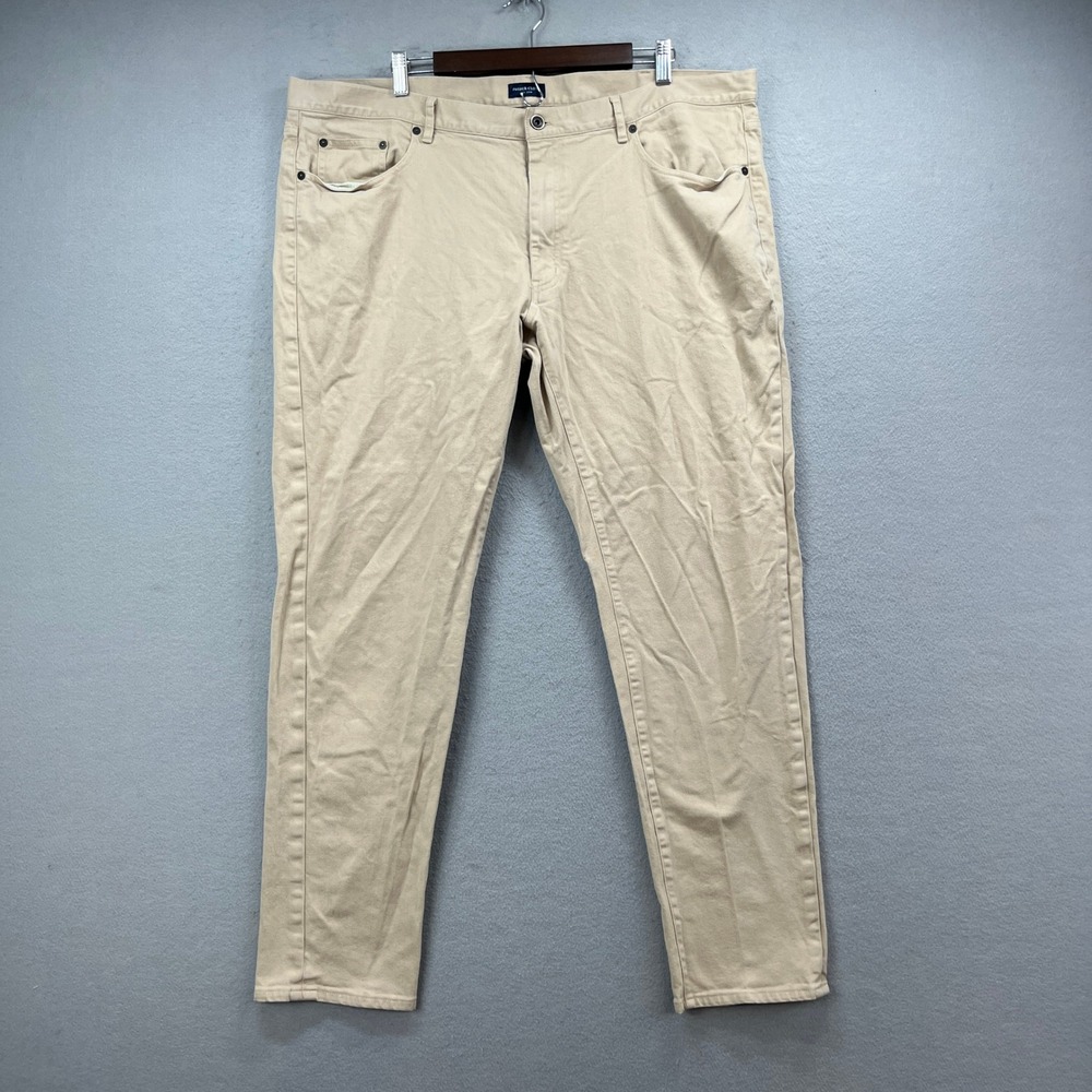 Proper Cloth Pants Mens 44x32 Novara Tan Khaki Slub Stretch Office Twill Modern